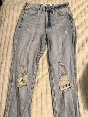Hollister Light Blue High Rise Ripped Jeans